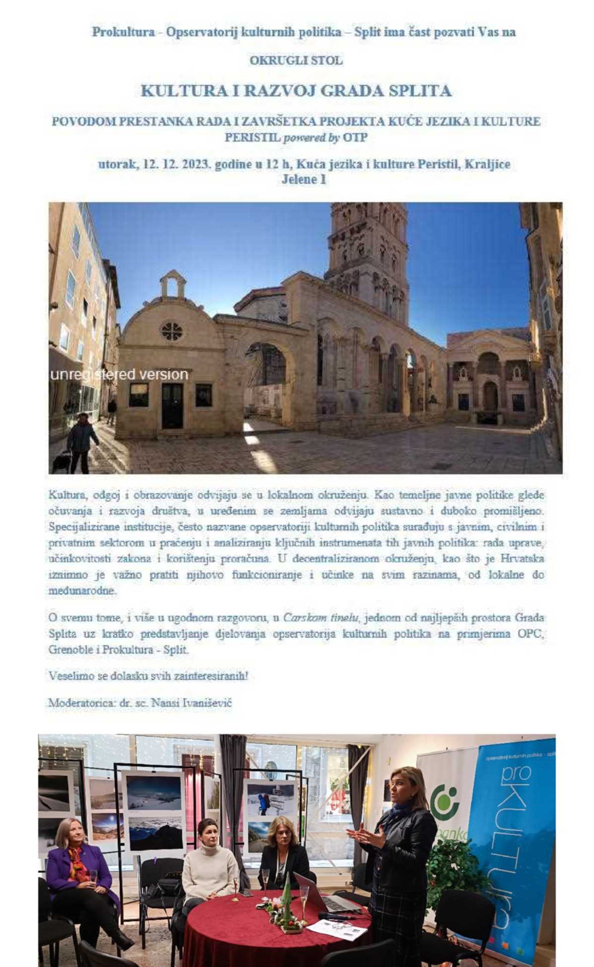 OKRUGLI STOL - Kultura i razvoj grada Splita